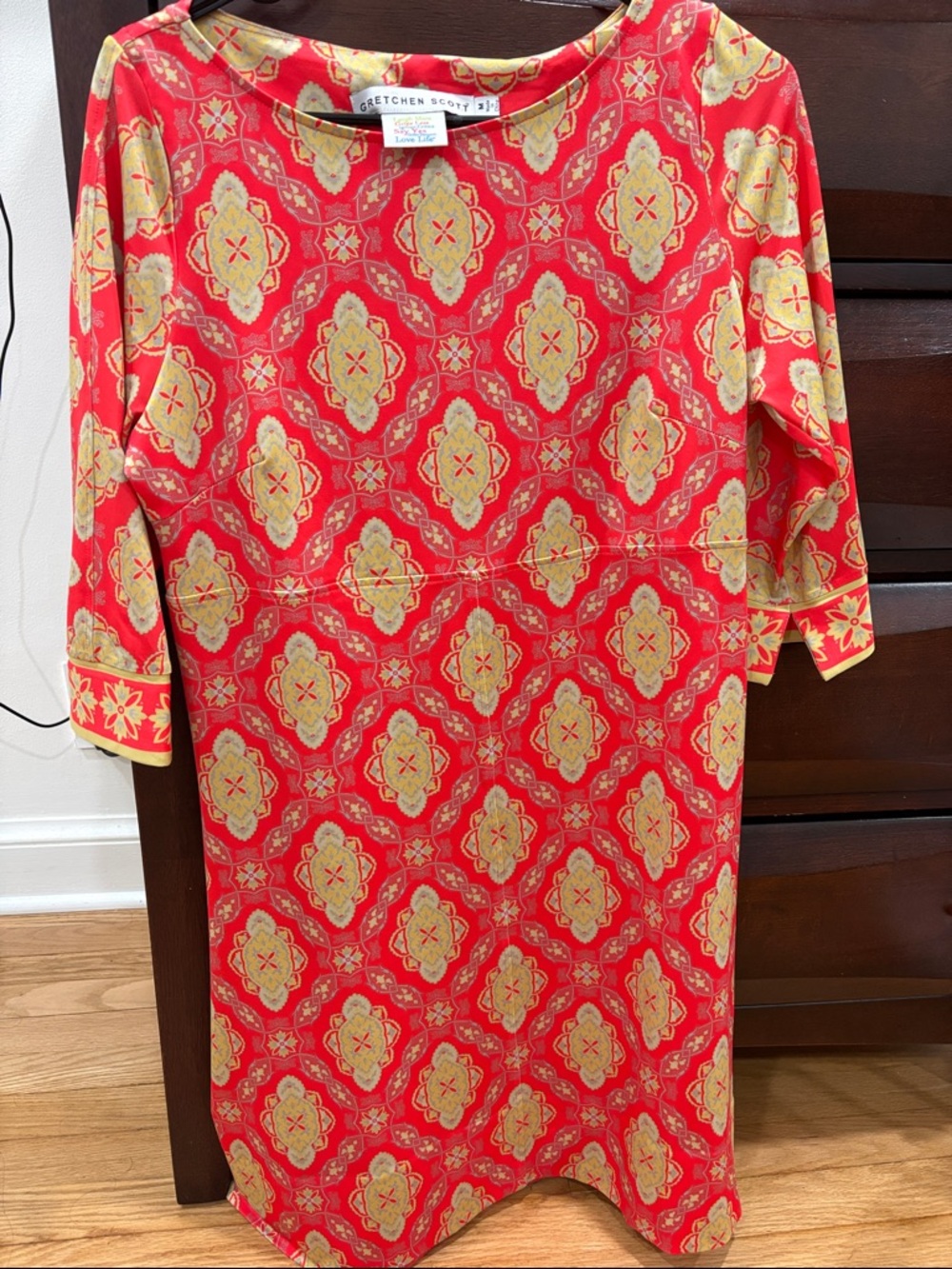 Gretchen Scott Designs Red & Gold Medallion Shift Dress